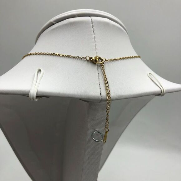 18K Gold Plated Women's Cubic Zirconia Dual Interlocking Heart Necklace Love - Picture 8 of 11